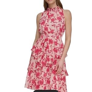Eliza J Oink Floral Sleeveless Ruffled Midi Dress Size 12